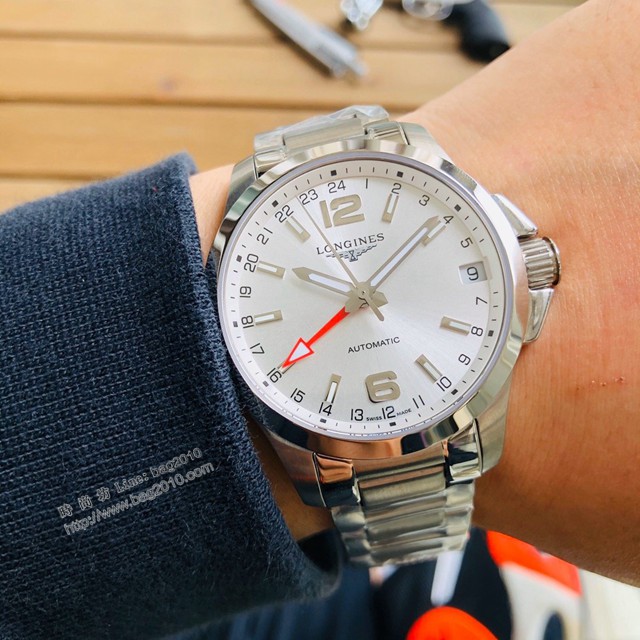 浪琴複刻男士手錶 LONGINES康卡斯系列優雅腕表運動GMT腕表  gjs2182